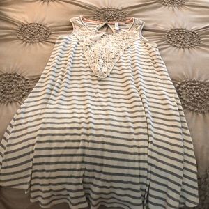 Gray and cream dress